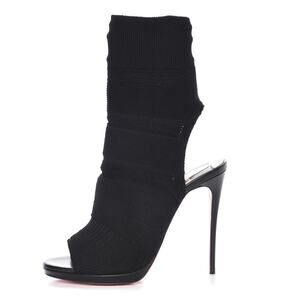 Christian Louboutin NIB Cheminene 120 Black Open Toe Stretch Sock Boots Heels 39
